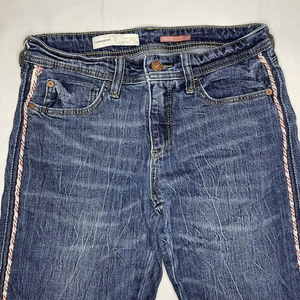 PILCRO Anthropologie Slim Boyfriend Jeans‎ Size 26 Blue - Side Rope Red White